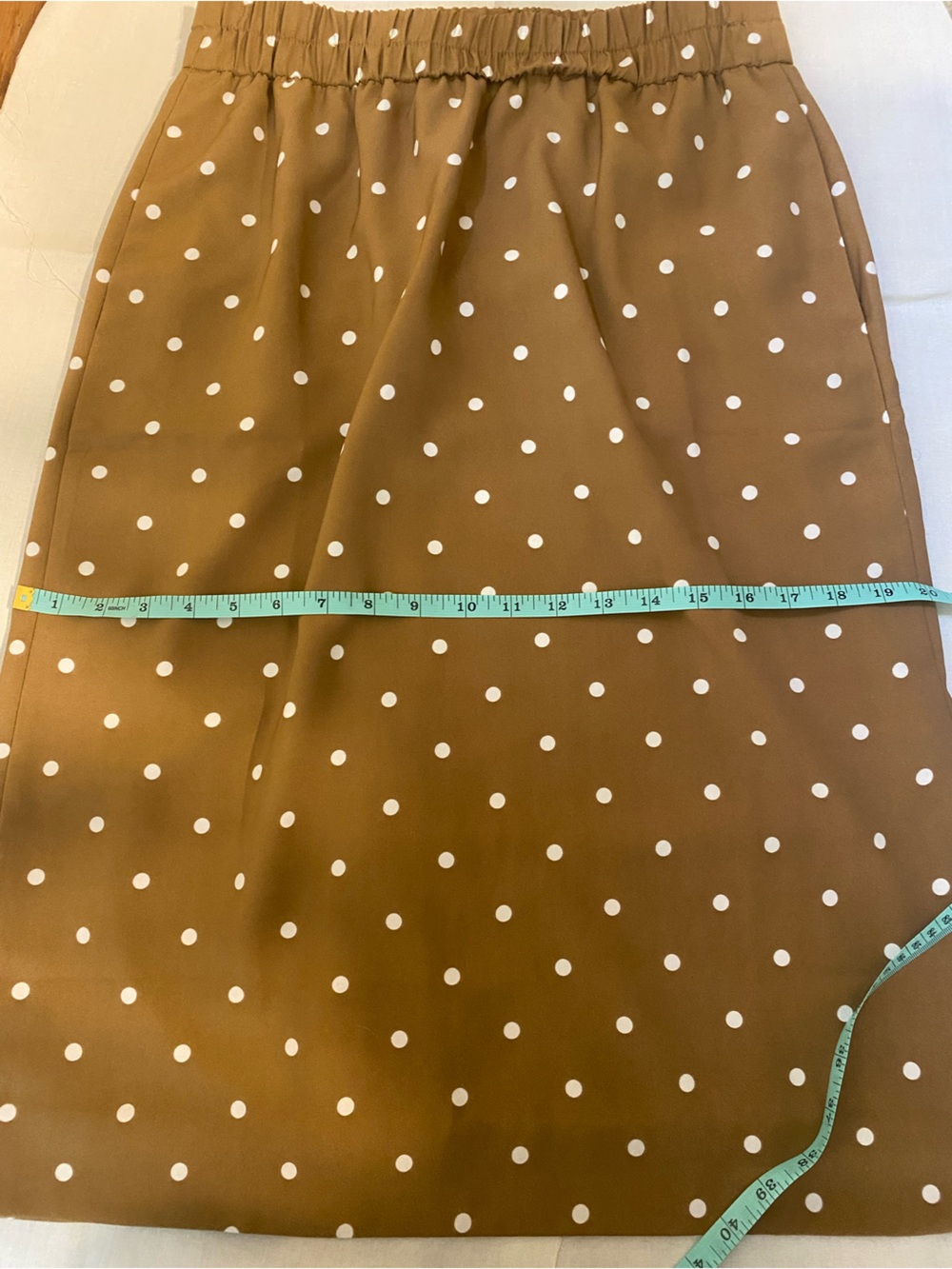 J. Crew Camel Midi Skirt with White Polka Dots - Picture 4 of 7